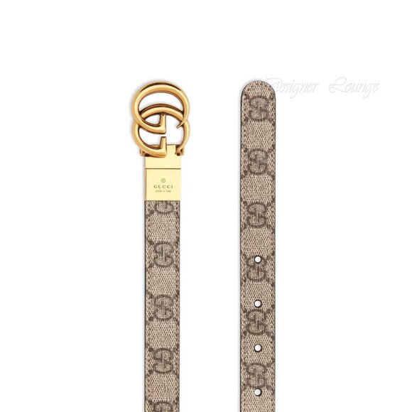 NEW GUCCI GG Supreme Canvas Peach Leather Marmont Reversible Belt Size 90 / 36 - Picture 10 of 11